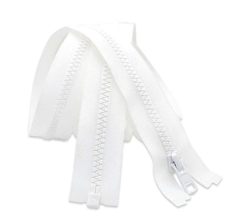 YKK 108" Zipper ~ Long Arm Quilting Machine Zipper ~ YKK #5 Molded Plastic ~ Separating - White (1 Zipper)